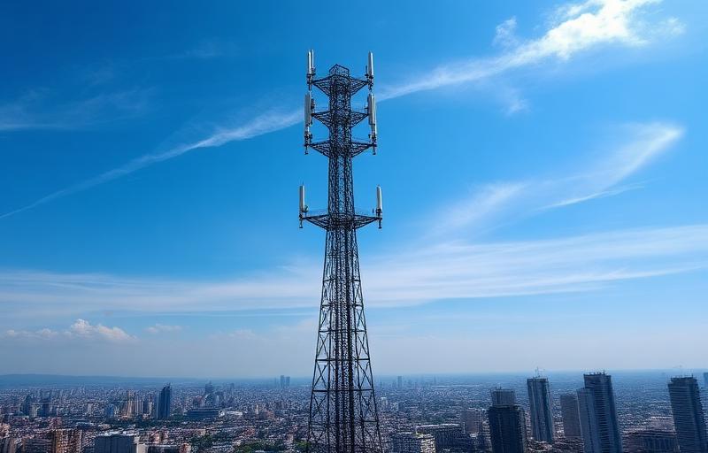Antena 5G em cidade brasileira representando a cobertura móvel da rede 5G no Brasil